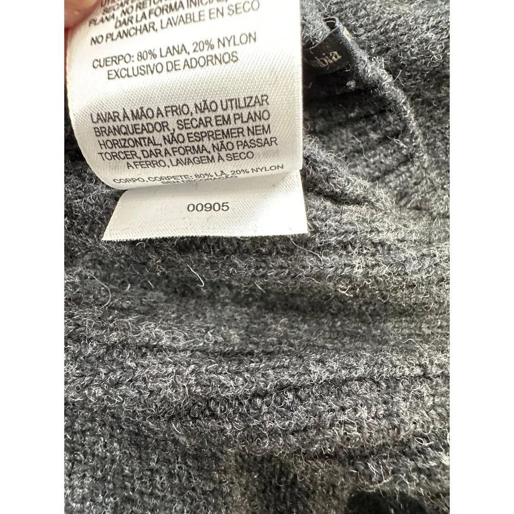 Columbia Mens Gray Wool Blend Quarter Zip Mock‎ Neck Sweater Elbow Patch XL